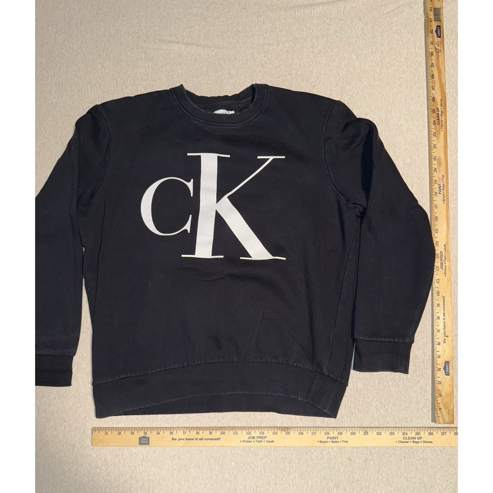 Calvin Klein Jeans Logo Classy Sweater Black Women's Long Sleeve Size L